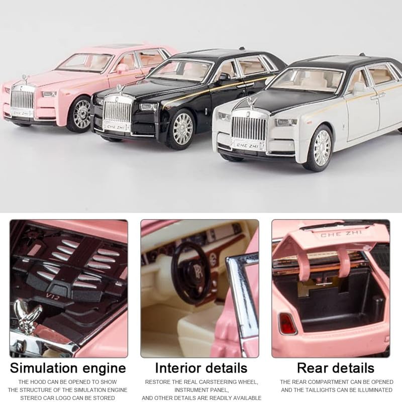 Rolls-royce Phantom Pink&Grey 1:24 Diecast Scale Model Car