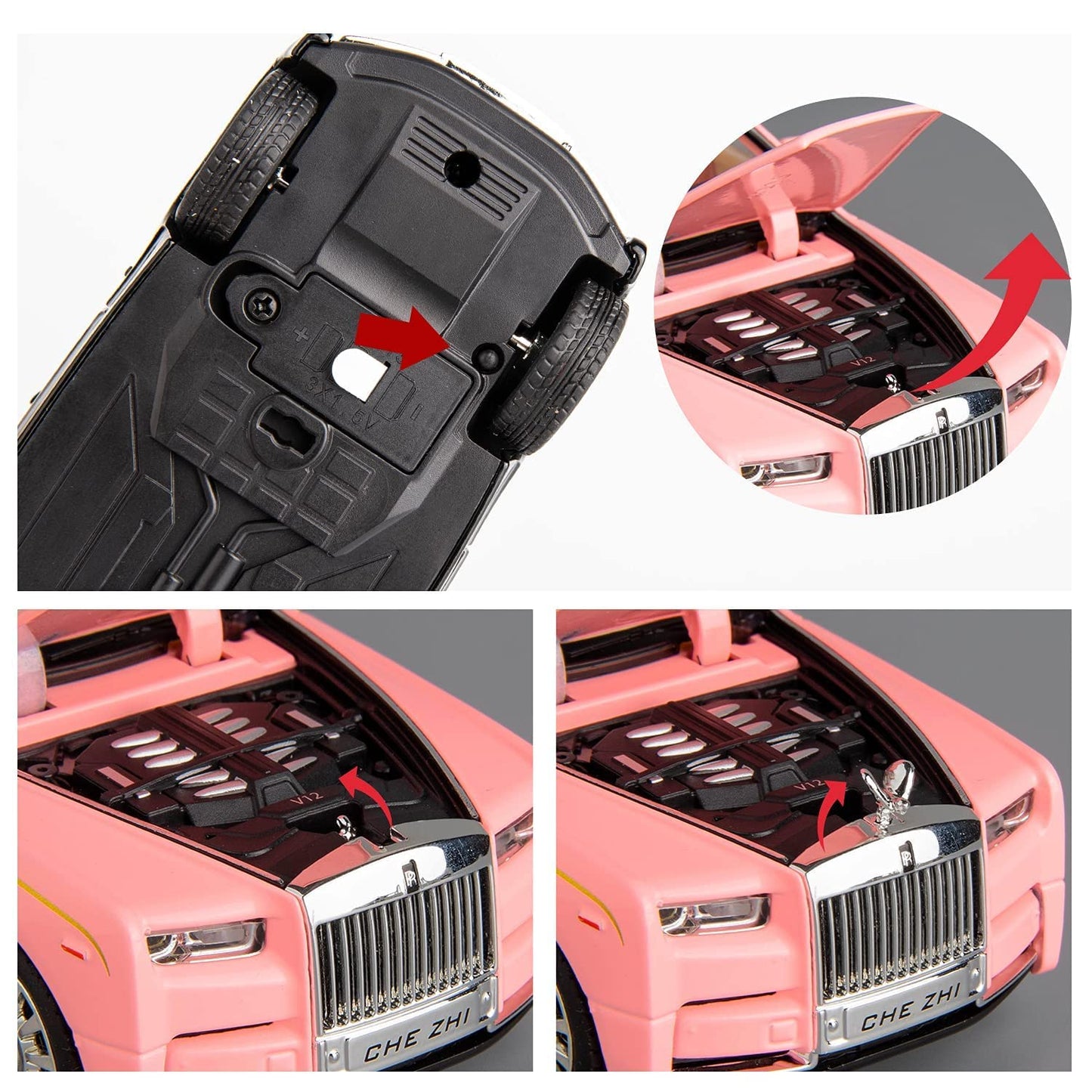 Rolls Royce Phantom Pink 1:24 Diecast Scale Model Car