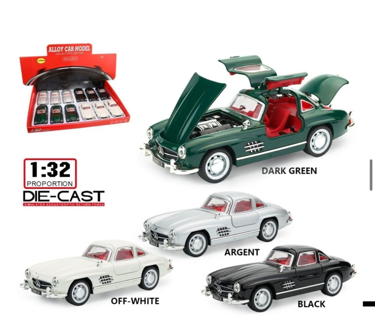 1954 Mercedes-Benz 300SL Vintage 1:24 Diecast Scale Model Car