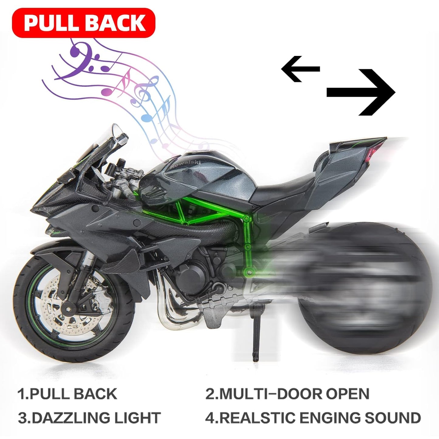 Kawasaki Ninja H2R 1:9 Diecast Alloy Model Bike