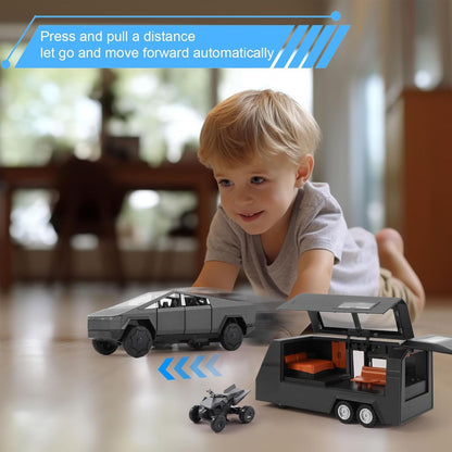 Tesla Cyber Truck Pick-up Trailer Camper Diecast Scale Model Car