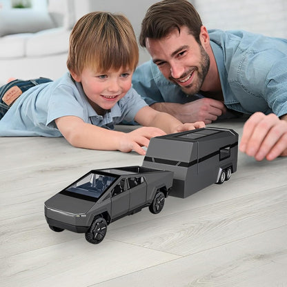 Tesla Cyber Truck Pick-up Trailer Camper Diecast Scale Model Car